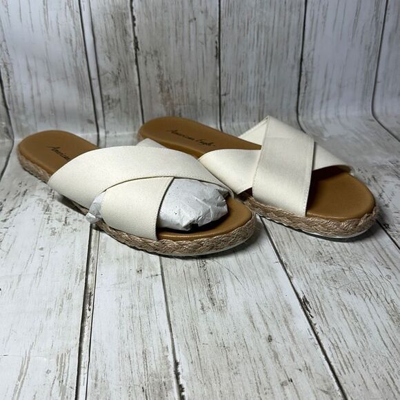 American Eagle Sloan Flat Slide Sandal Crossover Canvas Shoes size 9 - Picture 1 of 6